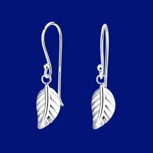 Sterling Silver Leaf Drop Earrings