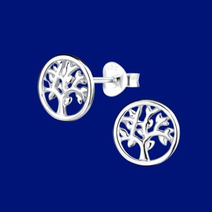 Sterling Silver Tree of Life Stud Earrings