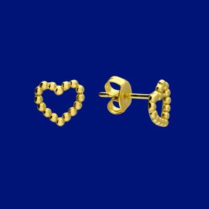 Gold Plated Beaded Open Heart Stud Earrings