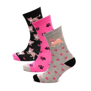 Ladies 3 Pack Socks by Foxbury - Cats