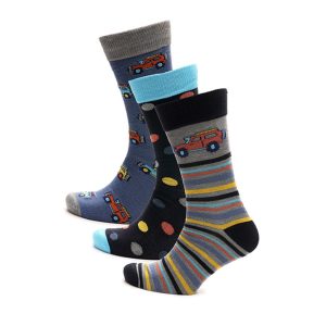 Mens 3 Pack Fun Socks - Cars Design